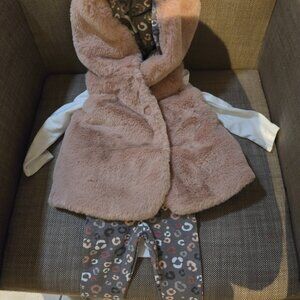 Brand new Issac Mizrahi 3 piece Faux Fur jacket, body suit and leggings